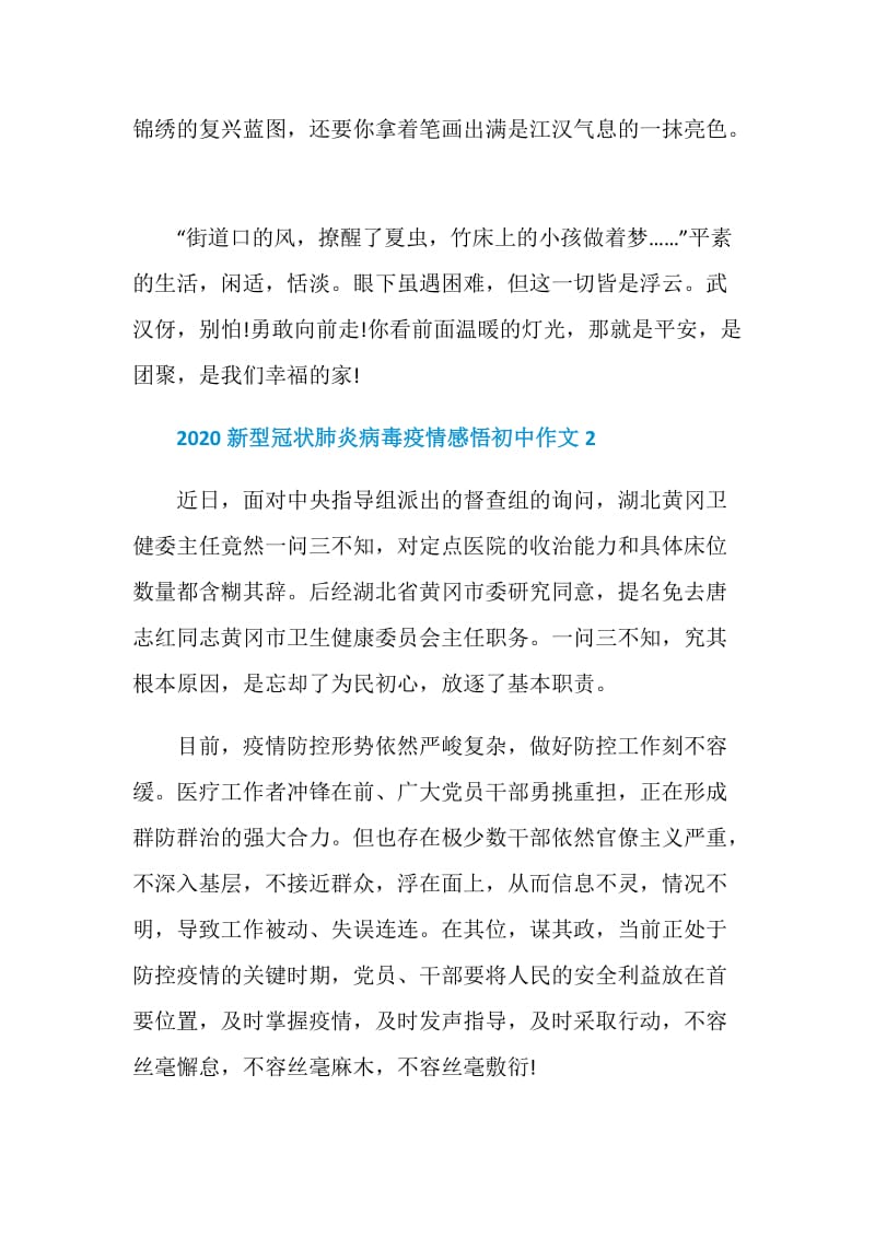 2020新型冠状肺炎病毒疫情感悟初中作文.doc_第3页