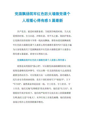 党旗飘扬筑牢红色防火墙微党课个人观看心得有感5篇最新.doc