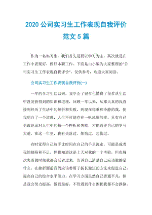 2020公司实习生工作表现自我评价范文5篇.doc