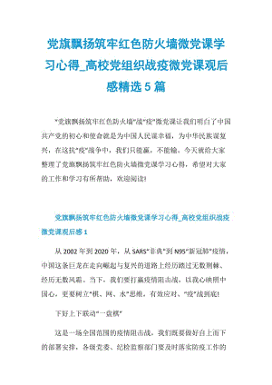 党旗飘扬筑牢红色防火墙微党课学习心得_高校党组织战疫微党课观后感精选5篇.doc