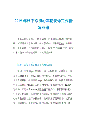 2019年终不忘初心牢记使命工作情况总结.doc