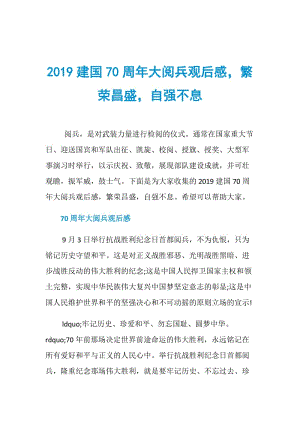 2019建国70周年大阅兵观后感繁荣昌盛自强不息.doc