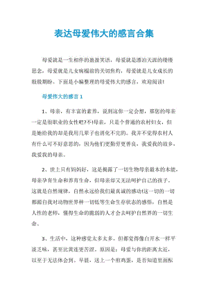 表达母爱伟大的感言合集.doc