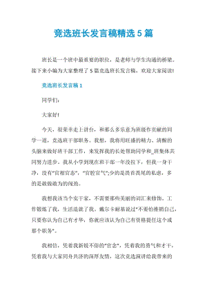 竞选班长发言稿精选5篇.doc