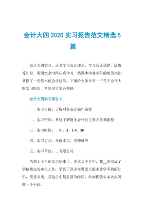 会计大四2020实习报告范文精选5篇.doc