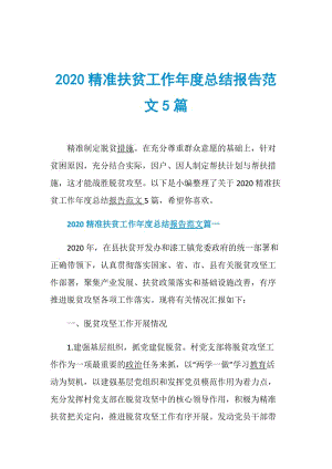 2020精准扶贫工作年度总结报告范文5篇.doc