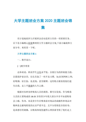 大学主题班会方案2020主题班会锦集.doc