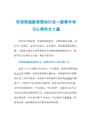 学深悟透新思想知行合一新青年学习心得作文5篇.doc