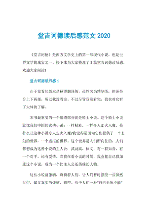 堂吉诃德读后感范文2020.doc