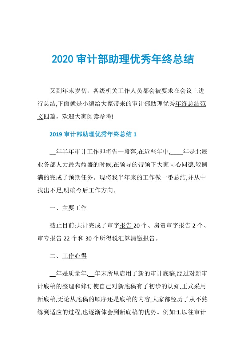 2020审计部助理优秀年终总结.doc_第1页