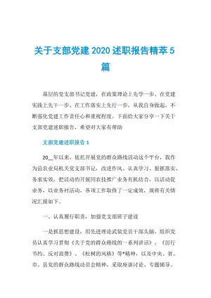 关于支部党建2020述职报告精萃5篇.doc