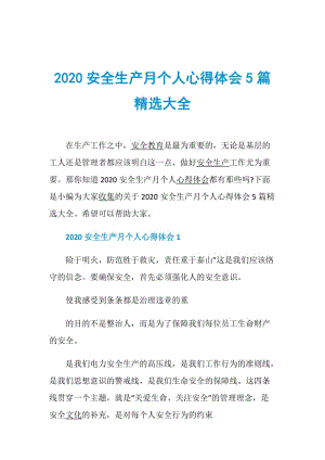 2020安全生产月个人心得体会5篇精选大全.doc