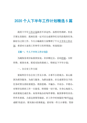 2020个人下半年工作计划精选5篇.doc