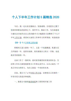 个人下半年工作计划5篇精选2020.doc