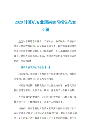 2020计算机专业顶岗实习报告范文5篇.doc