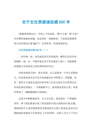 关于文化苦旅读后感500字.doc