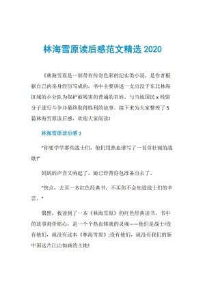 林海雪原读后感范文精选2020.doc