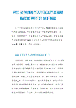 2020公司财务个人年度工作总结模板范文2020【5篇】精选.doc