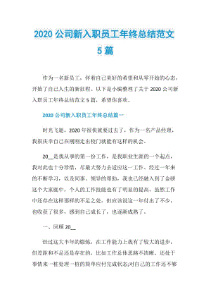 2020公司新入职员工年终总结范文5篇.doc