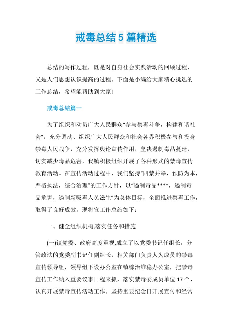 戒毒总结5篇精选.doc_第1页