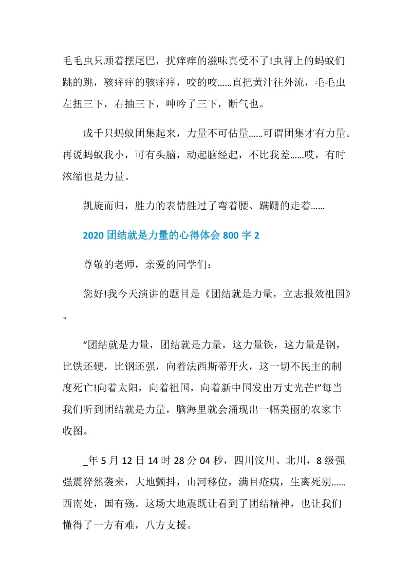 2020团结就是力量的心得体会800字5篇集锦.doc_第3页