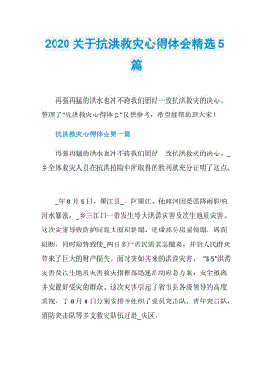 2020关于抗洪救灾心得体会精选5篇.doc