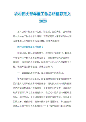 农村团支部年度工作总结精彩范文2020.doc