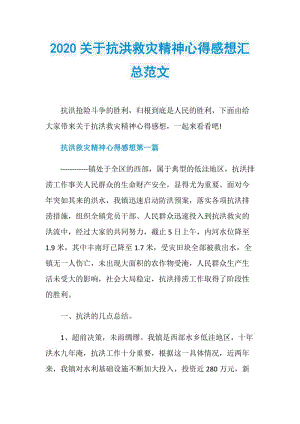 2020关于抗洪救灾精神心得感想汇总范文.doc