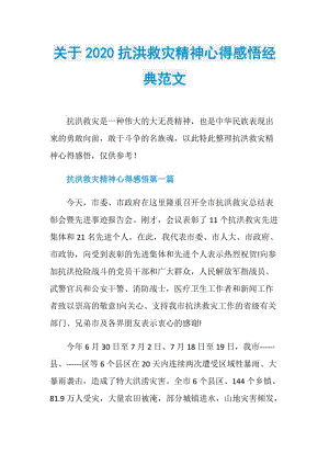 关于2020抗洪救灾精神心得感悟经典范文.doc