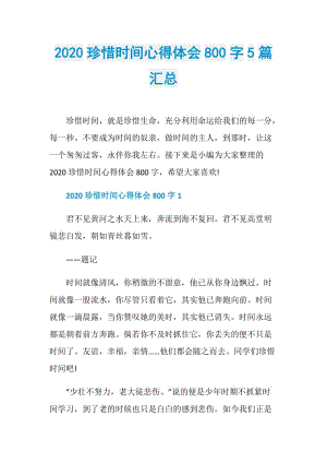 2020珍惜时间心得体会800字5篇汇总.doc