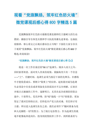 观看“党旗飘扬筑牢红色防火墙”微党课观后感心得800字精选5篇.doc