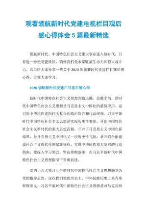 观看领航新时代党建电视栏目观后感心得体会5篇最新精选.doc