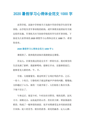 2020暑假学习心得体会范文1000字.doc