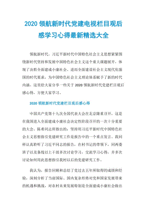 2020领航新时代党建电视栏目观后感学习心得最新精选大全.doc