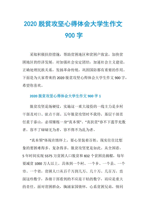 2020脱贫攻坚心得体会大学生作文900字.doc