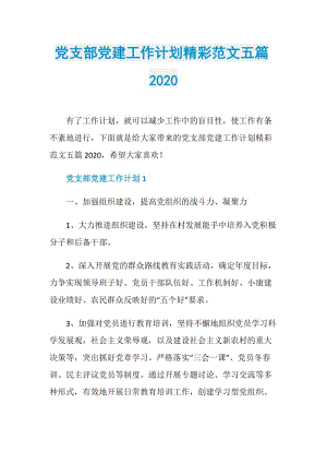 党支部党建工作计划精彩范文五篇2020.doc