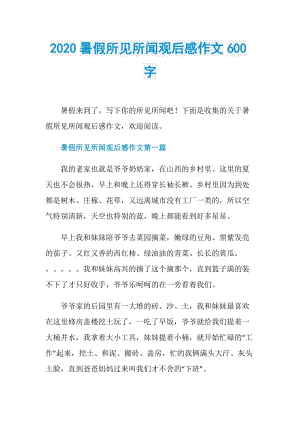 2020暑假所见所闻观后感作文600字.doc