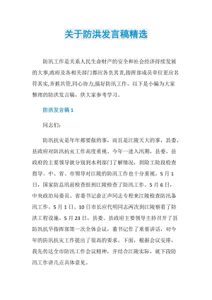 关于防洪发言稿精选.doc