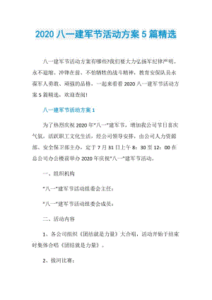 2020八一建军节活动方案5篇精选.doc