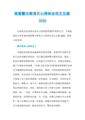 观看警示教育片心得体会范文五篇2020.doc