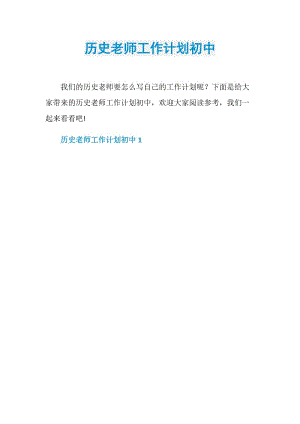 历史老师工作计划初中.doc