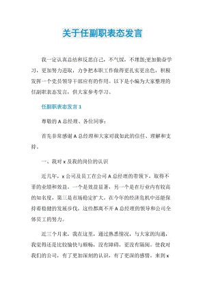 关于任副职表态发言.doc