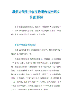 暑假大学生社会实践报告大全范文5篇2020.doc