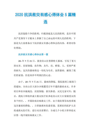 2020抗洪救灾有感心得体会5篇精选.doc