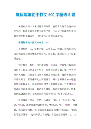 暑假趣事初中作文600字精选5篇.doc