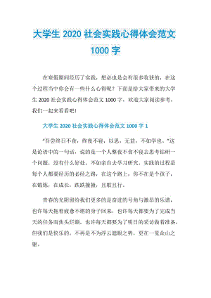 大学生2020社会实践心得体会范文1000字.doc