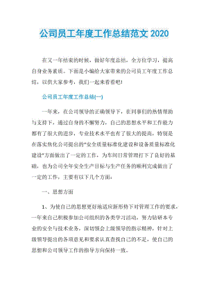 公司员工年度工作总结范文2020.doc