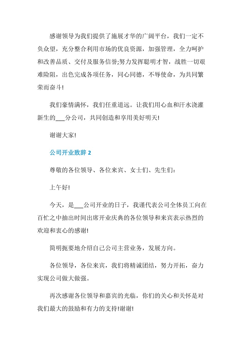 公司开业致辞精选集总5篇.doc_第2页