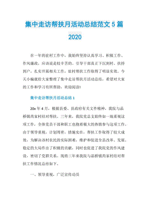 集中走访帮扶月活动总结范文5篇2020.doc