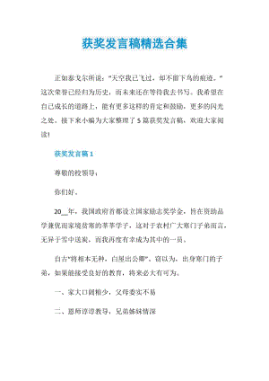 获奖发言稿精选合集.doc